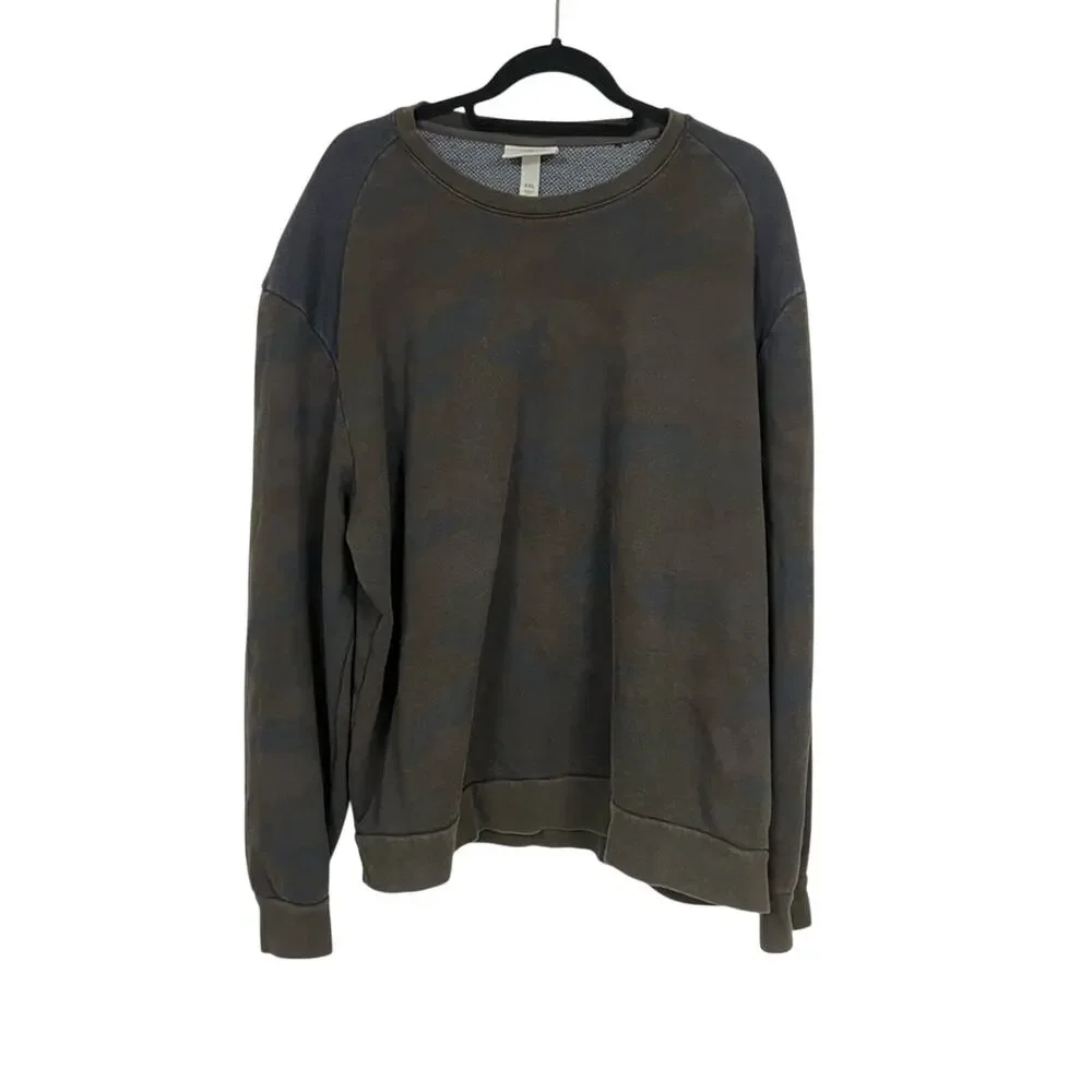 Philip Lim Target Brown & Green Camo Print Sweater Mens XXL Pullover Crew Neck